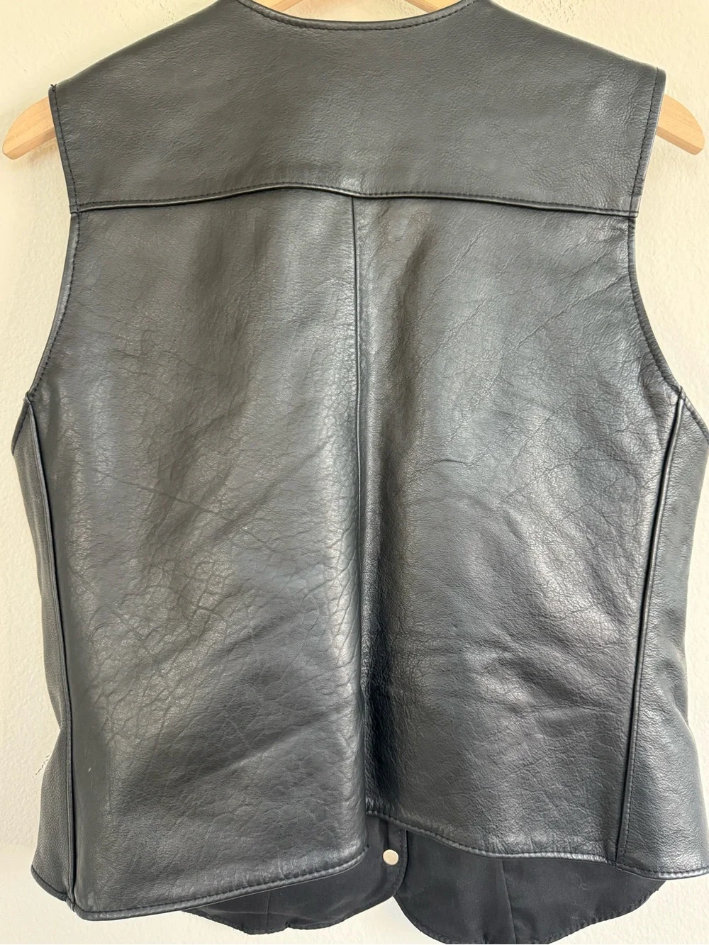 Harley-Davidson Women's Black Genuine Leather Motorcycle Vest USA Made Large